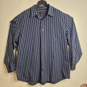 Van Heusen Long Sleeve Button Front Men's Dress Shirt 2XL Purple Black 19-19.5